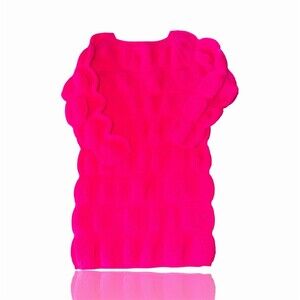 Vintage Little Lisa Sweater Dress Womens Hot Pink Mini VTG Puff Acrylic Nylon